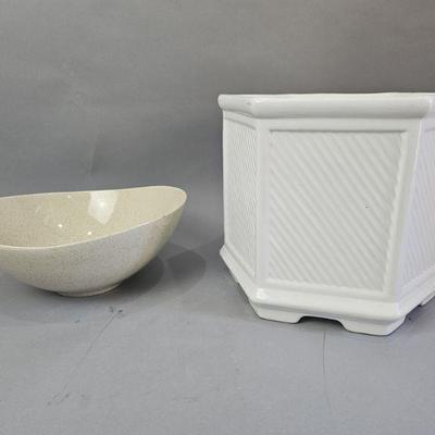 Lot 181 | Hexagonal Flower Pot and Red Wing Bowl
