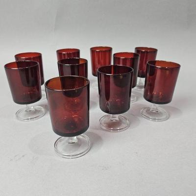 Lot 150 | Ruby Red Stem Wine Glasses
