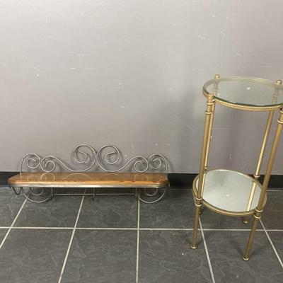Lot 408 | Glass Top Side Table & Wall Shelf
