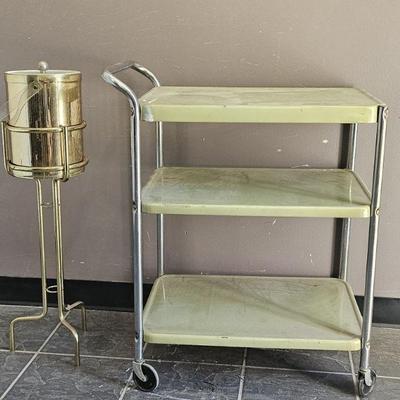Lot 198 | Ice Bucket w Stand and Rolling Cart
