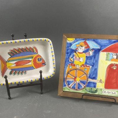 Lot 354 | Signed Desimone Fish Plate & Hand Painted Tile
