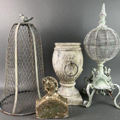 Lot 336 | Metal and Concrete Garden Decorations
