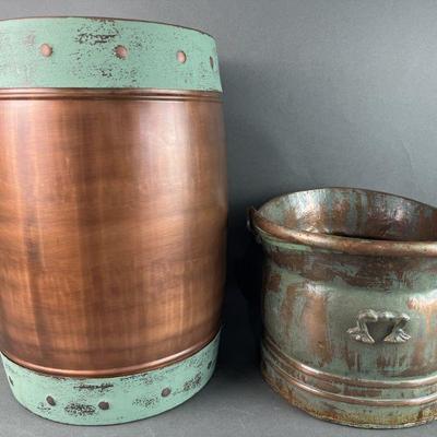 Lot 286 | Turquoise & Copper Metal Drum & Pot

