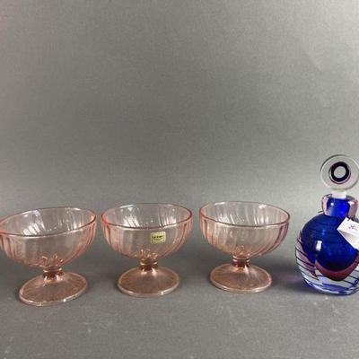 Lot 67 | Pink Luminarc & Murano Bottle
