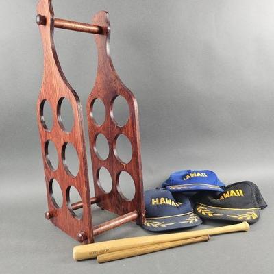 Lot 206 | Wine Bottle Shaped Wine Rack and More
