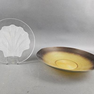 Lot 243 | Large Platter and Etched Seashell Glass
