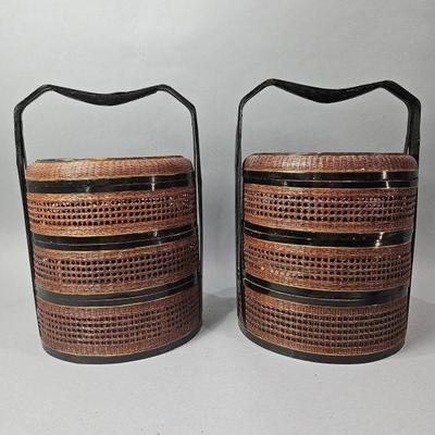 Lot 130 | Chinese Rattan Wicker Bento Baskets
