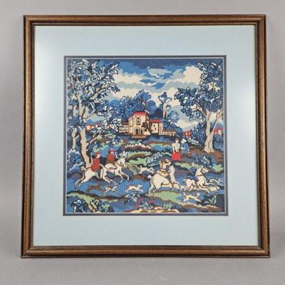 Lot 451 | Vintage Rare Framed Fox Hunt Needlepoint
