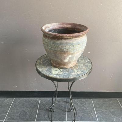 Lot 287 | Vintage Mosaic Top Garden Table & Planter
