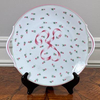 A. RAYNAUD LIMOGES DISH | Having rose pattern with heart ribbon in center, marked on back “Limoges France / A. raynaud et Cie. - l. 11 x...
