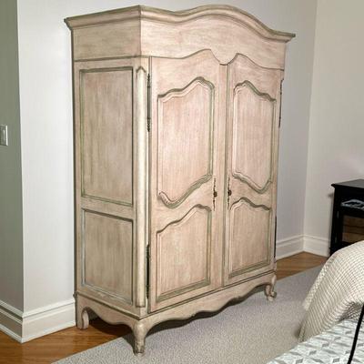 PAINTED FRENCH STYLE ARMOIRE | l. 25 x w. 54 x h. 76 in

