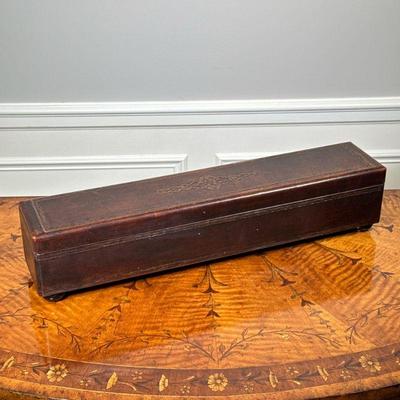 LONG TOOLED LEATHER BOX | l. 25 x w. 5 x h. 6 in

