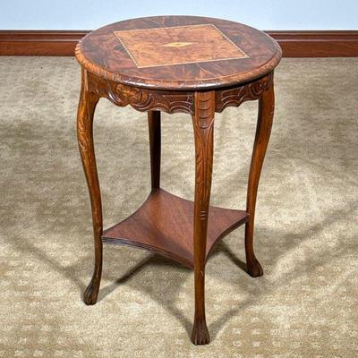 INLAID DECORATED SIDE TABLEL | h. 28 x dia. 20 in

