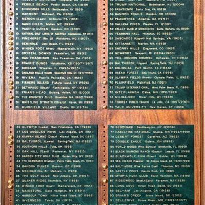 TOP 100 GOLF COURSES IN THE US PLAQUE | Golf magazine / turner sports . - . 13 x h. 20 in

