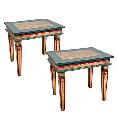 PAIR PAINTED LOW TABLES | l. 25 x w. 19 x h. 23 in

