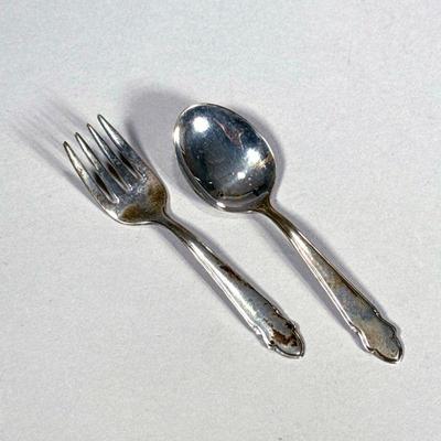 PAIR STERLING SILVER BABY UTENSILS | 1.0 ozt. - l. 4 in

