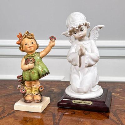 (2PC) GUISEPPE ARMANI & HUMMEL FIGURINES | Including: Guiseppe Armani “Knelt Little Angle” figurine, and “Spring Cheer” Hummel 72. -...