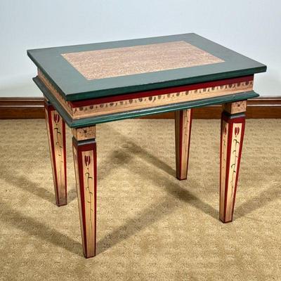 PAIR PAINTED LOW TABLES | l. 25 x w. 19 x h. 23 in

