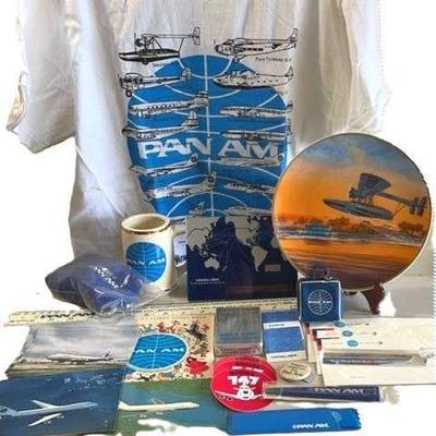 Vintage PAN AM Advertising Memorabilia Items* T-shirt, Mug, Plate, Mini Bag, Book
