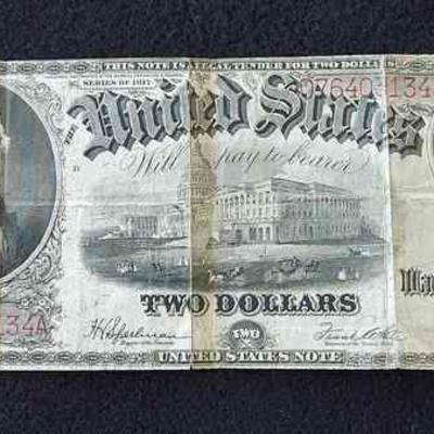 1917 Red Seal US $2 Dollar Bill * Legal Tender Note
