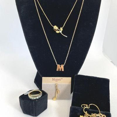 Monet Gold Tone Necklaces * Charms * Stacking Rings Size 7
