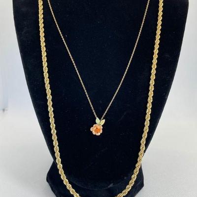 Krementz GF Chain w Rose Pendant * 1/20 12K Rope Chain
