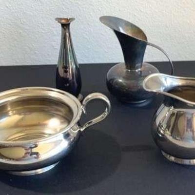 2 Sterling Silver Pieces from Denmark & 2 Silverplate Pieces from New Britain Conneticut
