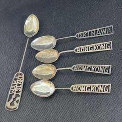 5 Collector Silver Spoons * 1 Marked Sterling & 4 Marked Silver
