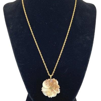 Flower Design Pendant w Gold Nugget Center
