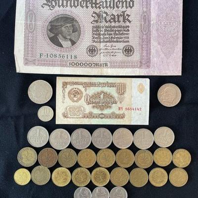 Reichs Note * 1961 Ruble * 1949-70’s Pfennigs * 1947-70’s Deutsche Marks
