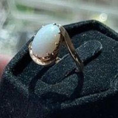Beautiful 14K Yellow Gold Natural White Pinfire Opal Ring * Over 35 years ago Appraised for $425
