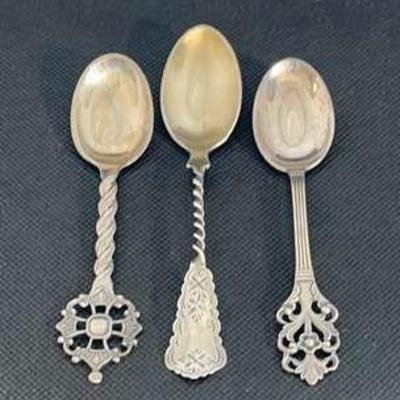 3 Beautiful Silver Spoons * 2 Marked Sterling * 1 Marked Norway 40GR
