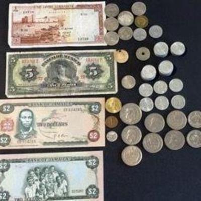 Foreign Coins & Paper Currency * 1952 50 Piastres (.60 Silver) * Mexico, Japan, Iran
