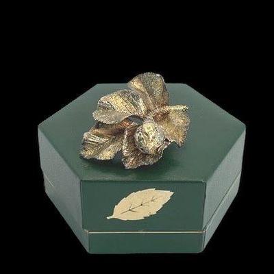 Flora Danica Floral Pin * Sterling Silver dipped in 24K Yellow Gold
