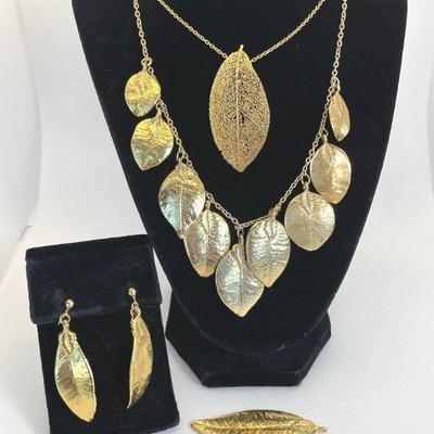 Gold Color Dipped Leaves * Necklaces * Clip On Earrings * Loose Pendants
