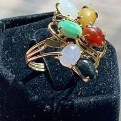 585 Gold With Multiple Semi-Precious Stone Cabachons
