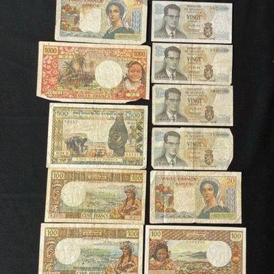 1960’s Franc Bills * Belgium * Tahiti * W.Africa * French Pacific Territory * New Caledonia
