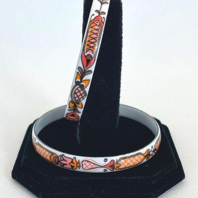 Two Enamel Vintage Warlene Bangle Bracelets
