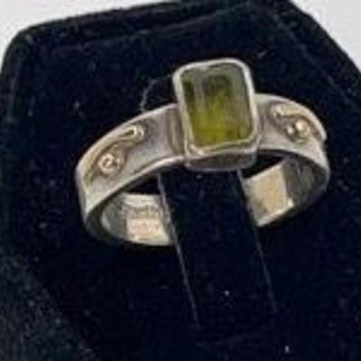 Sterling Silver With 14K Gold Accents And Peridot Stone

