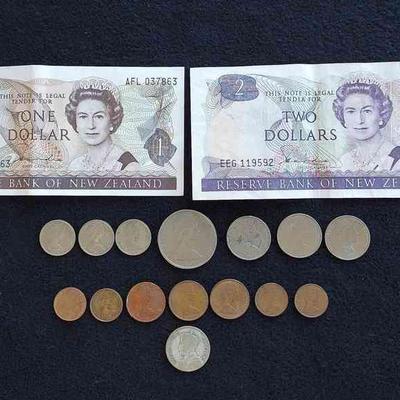 New Zealand $1 & $2 Dollar Bills * 1-1934 Shilling $4-$8 Silver Plus Coins
