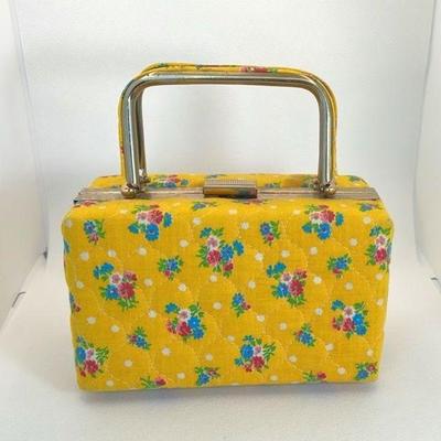 Cute Yellow Quilted Vintage Handbag

