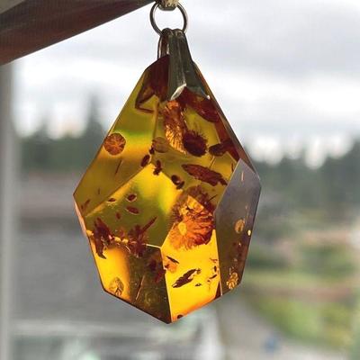 Stunning Large Designer Faceted Amber Pendant
