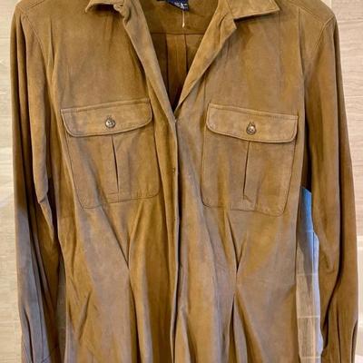 Ralph Lauren Blue Label Genuine Leather Suede Shirt Size 8