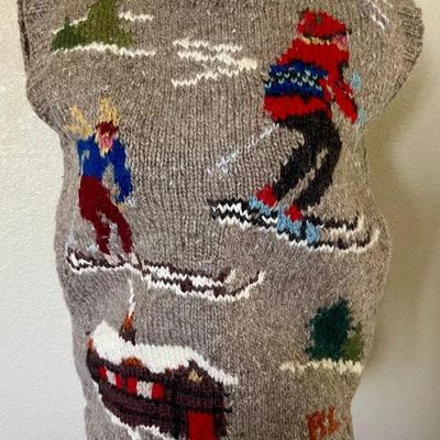 Vintage 80's Ralph Lauren 100 Percent Wool Ski Motif Sweater Vest Great Britain 
