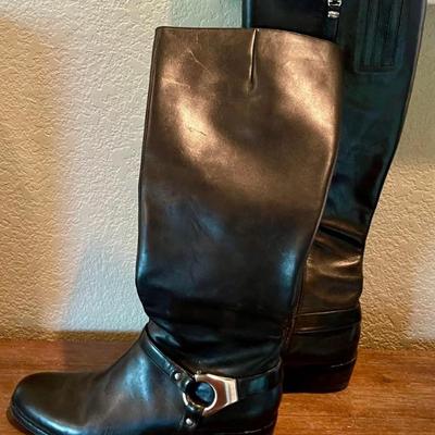Vintage Via Spiga Kacey Tall Black Leather Riding Boots Size 8.5 Medium 