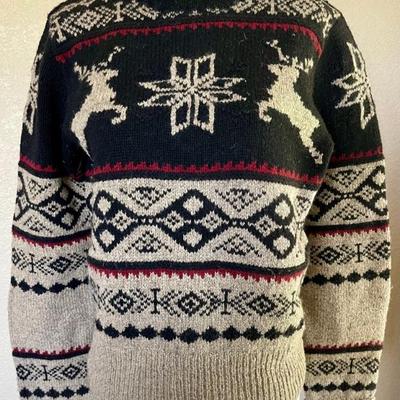 Vintage Ralph Lauren Sport Blue Label Reindeer Sweater - Ladies Size Large 