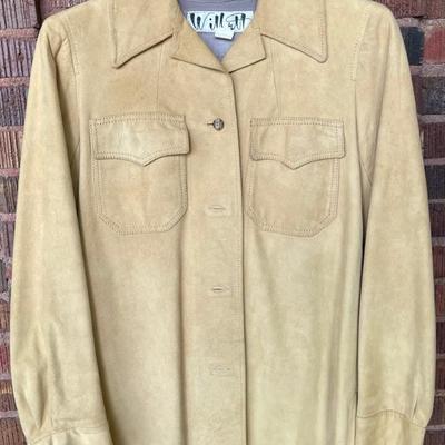 Willett Suede Leather Tan Button Front Shirt Size 10