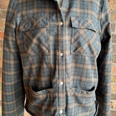 Vintage Roseanna Plaid Cotton Snap Front Jacket Size 42 With Wool Blend Liner