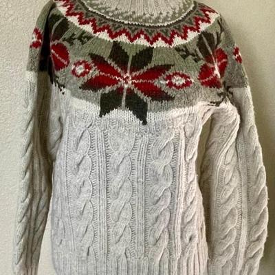Vintage 80's Ralph Lauren Polo Sport Blue Label Holiday 100 Percent Wool Sweater Size Medium