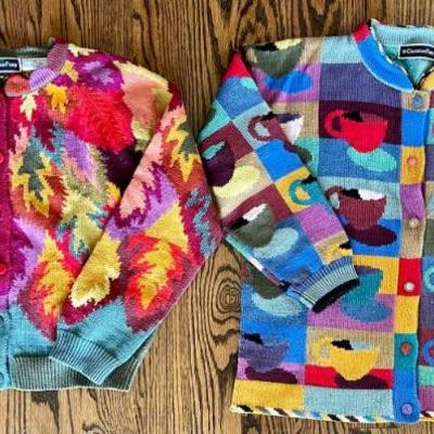 2 Vintage Christine Foley 100 Percent Cotton Sweaters (1 As Is) Both Size 1 